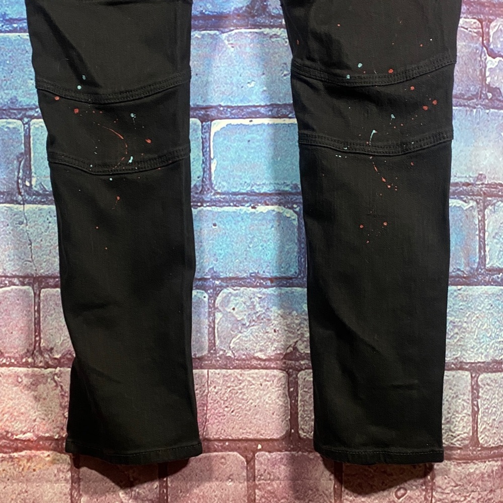 Makobi Distressed Paint Splatter Black Jeans Men’s 40x32 Streetwear Denim - Picture 10 of 13